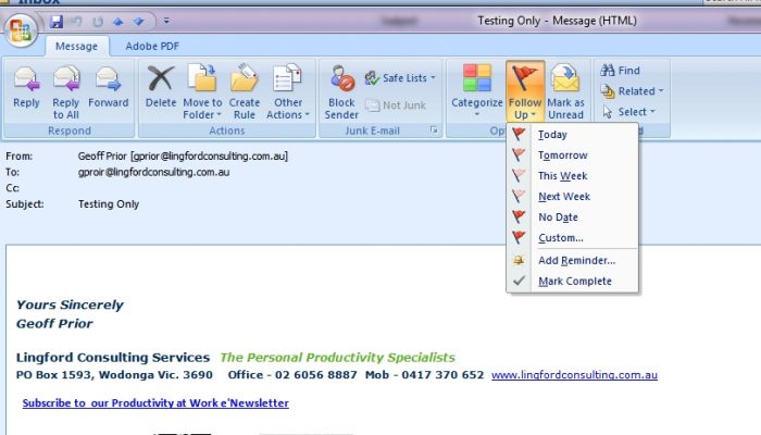 Use Follow Up Flags - Improve Your Productivity - Lingford Consulting