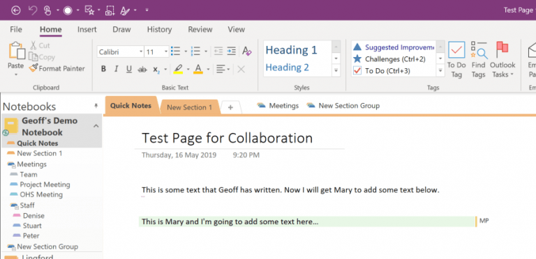 collaborate with onenote
