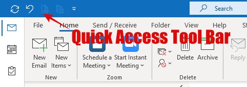 View of the Quick Access Tool Bar