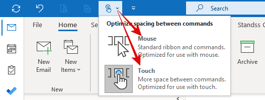 Switch between Touch or Mouse mode