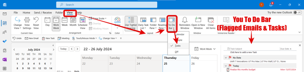 Show your Outlook To Do Bar In Calendar View