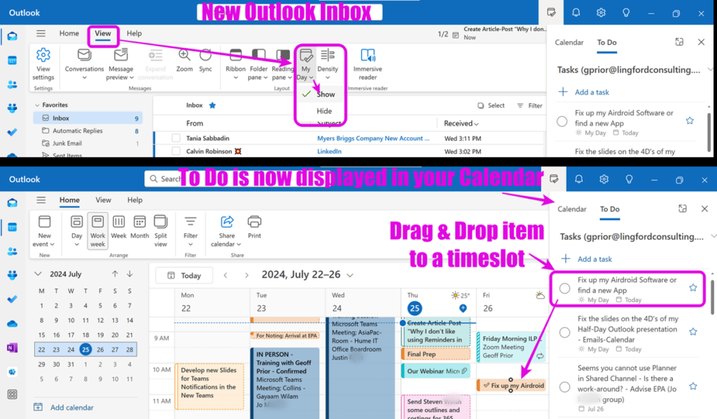 Create a Calendar Reminder from your To Do Bar in New Outlook